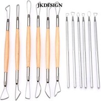 Bộ dụng cụ điêu khắc JKDESIGN, Gỗ 12 Cái Đất sét gốm, Ruy băng bằng thép không gỉ DIY Khắc gốm