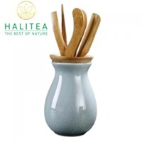 Bộ Dụng Cụ Gắp Trà Tre Bình Sứ 6 Món