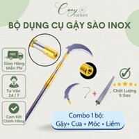 Bộ Dụng Cụ Gậy Sào Inox 304 Rút Gọn Không Gỉ Cưa Cắt Cành Treo Lồng Chim Phơi Đồ Cưa Cắt Tỉa Tiện Lợi