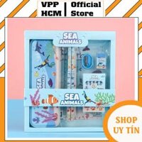 Bộ dụng cụ học tập 7 món cho bé, đồ dùng học tập làm quà tặng 8002