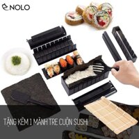 Bộ Dụng Cụ Khuôn Làm Sushi Cơm Cuộn Kimbap 10 Món Chất Liệu Nhựa PP Tặng 1 Mành Tre Cuộn Sushi