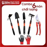 Bộ Dụng Cụ Làm Vườn 6 Món Cao Cấp - Xẻng, Cuốc, Cào, Xới Đất, Cưa, Kéo Cắt Cành | Trùm Dụng Cụ