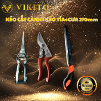 Bộ dụng cụ làm vườn, dụng cụ cắt tỉa (Kéo cắt cành BUDDY tay dạ+Keo tỉa dăm+Cưa cầm tay 270)