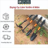 Bộ Dụng Cụ Làm Vườn MGD 4 Món: Xẻng To, Xẻng Nhỏ, Cào, Cuốc 2in1, Bộ Làm Vườn Cầm Tay Đa Năng - Cán Dài 41cm Sắc Bền