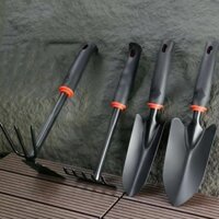 Bộ Dụng Cụ Làm Vườn Mini 4 Món gồm Cuốc Xẻng Cào Bằng Thép Sơn Tĩnh Điện, Tay Cầm Cao Su Chống Trượt