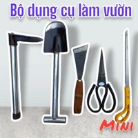 Bộ dụng cụ làm vườn tiện ích cuốc, xẻng, chét, kéo, cưa.