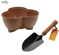 Bộ dụng cụ làm vườn Yamada mini - Nhập khẩu trực tiếp từ Nhật Bản - Chậu 3 khoang - Xẻng ngắn