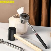 Bộ dụng cụ mở dừa NOVASPARK, Bộ dụng cụ cắt dừa bằng thép không gỉ nguyên khối, hộ gia đình có tay cầm bằng gỗ / cao su Máy đục lỗ dừa chuyên nghiệp Bãi biển