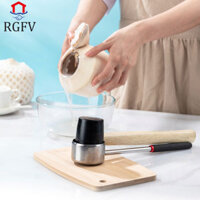 Bộ dụng cụ mở dừa RGFV, Bộ dụng cụ cắt dừa nguyên khối bằng thép không gỉ, Bộ dụng cụ mở dừa có tay cầm bằng gỗ / cao su Vỏ dừa chuyên nghiệp Cửa hàng trái cây búa