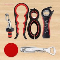 Bộ Dụng Cụ Mở Nắp Chai 4 Trong 1 Vòng Kéo Thảm Silicon Chống Trơn Trượt (Đỏ) [TrendyIsland.vn]