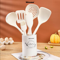 Bộ dụng cụ nấu ăn, bộ muỗng Silicon chịu nhiệt cao cấp Mitomo GB4806.9-2016 - Hàng chính hãng