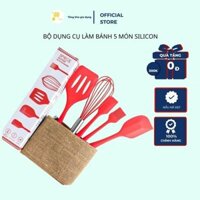 Bộ dụng cụ nhà bếp silicon, bộ dụng cụ nấu ăn làm bánh 5 món silicon an toàn cho sức khỏe