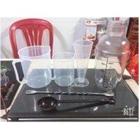 Bộ dụng cụ pha chế ( ca 100 - 250 - 500ml + muỗng nâu + thìa inox 26cm + shaker 530ml)  - NLBG