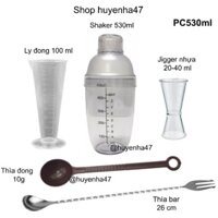 Bộ dụng cụ pha chế trà chanh cocktail trà sữa pc530ml 5 món nhựa cao cấp