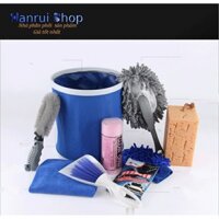 Bộ dụng cụ rửa xe ô tô 9 món kèm xà phồng cao cấp