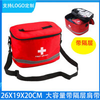 Bộ dụng cụ sơ cứu cầm tay hình trụ, túi y tế di động du lịch, túi lưu trữ ô tô gia đình ngoài trời lớn với ngăn đeo vai