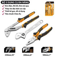 Bộ dụng cụ sửa chữa đa năng công nghiệp 3 trong 1 TOLSEN, kìm điện, mỏ lết kìm mỏ quạ thép CrV cao cấp mạ Niken chống gỉ