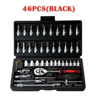Bộ Dụng Cụ Sửa Chữa Ô Tô 46 Chiếc Bộ Ổ Cắm 1/4-Inch Bộ Dụng Cụ Kết Hợp Cờ Lê Mô-men Xoắn Bánh Cóc Dụng Cụ Sửa Chữa Ô Tô