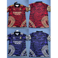 Bộ dụng cụ tập luyện Real Madrid Dragon 24 / 25 mới của Cúp bóng đá thể thao thông thường phiên bản Thái Lan AAA +, có thể tùy chỉnh với tên và số