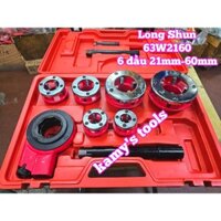 Bộ dụng cụ taro ren ống sắt bằng tay tạo ren ngoài Long Shun 63W2160 gồm 6 đầu 21mm 27mm 34mm 49mm 60mm