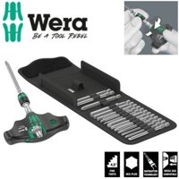 Bộ dụng cụ tay vặn T 1/4" Wera 05023471001 Kraftform Kompakt 400 RA Set 1 tay vặn tự động gồm 17 cái tháo lắp nhanh