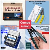 Bộ dụng cụ thi công cáp quang bấm đầu cáp quang Fastconnect dao cắt FC6S tuốt CFS3 kìm đèn soi quang