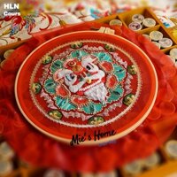 Bộ dụng cụ tự thêu kèm khung mẫu LÂN TRUNG THU trang trí NHÀ CỬA / quà tặng cho bạn bè DIY THÊU TAY - MIE Handmade