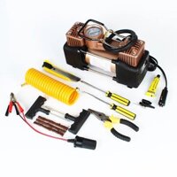 Bộ dụng cụ vá lốp xe khẩn cấp bao gồm máy bơm bánh xe