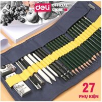 Bộ dụng cụ vẽ phác thảo 27 phụ kiện Deli - 58125