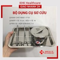 Bộ dụng cụ y tế gia đình cơ bản (dụng cụ sơ cứu inox) KHAY1723,N14,K16,P16, HGD7.5