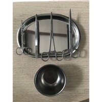BỘ DỤNG CỤ Y TÊ THAY BĂNG VỆ SINH RỬA VẾT THƯƠNG GIA ĐÌNH CÓ KHAY QUẢ ĐẬU INOX
