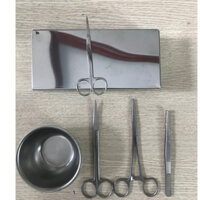BỘ DỤNG CỤ Y TÊ THAY BĂNG VỆ SINH RỬA VẾT THƯƠNG GIA ĐÌNH CÓ KHAY QUẢ ĐẬU INOX