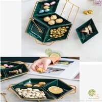 Bộ đựng mứt tết - Hộp đựng bánh kẹo sang trọng - Khay mứt kim cương 3 ngăn-