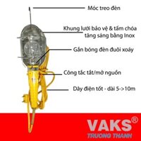 Bộ đuôi đèn công cụ - Cầm Tay - Tiến Thành - DTC-101 - dây 10m - Gồm có đuôi, chóa, ổ cắm, công tắc - SX tại VN
