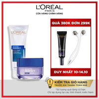 Bộ dưỡng da trắng mượt đều màu kem đêm 50ml và sữa rửa mặt 50ml LOreal Paris White Perfect Dewy [bonus]