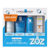 Bộ Dưỡng Kiểm Soát Dầu Nhờn 70% Dành Cho Da Nhạy Cảm LA ROCHE-POSAY (nước tẩy trang + gel rửa mặt + xịt khoáng + kem chống nắng)