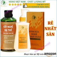 Bộ dưỡng trắng da body Wonmom cho mẹ sau sinh ( 1 kem sữa nghệ toàn thân + 1 cốt nghệ)