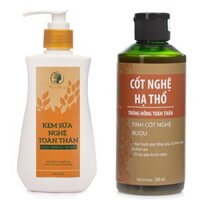 Bộ dưỡng trắng da toàn thân cho mẹ sau sinh Wonmom (1 kem sữa nghệ toàn thân + 1 cốt nghệ)