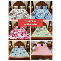 Bộ ga 1m8*2m nệm dày 5, 10, 15cm thun lạnh hàn quốc 4 món, 1 ga, 2 vỏ nằm 1 vỏ ôm (Hoàng Hà bedding)