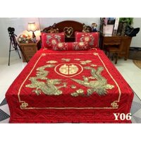 Bô ga cao cấp thun ý lạnh 5D siêu mát mẫu long phụng phòng cưới