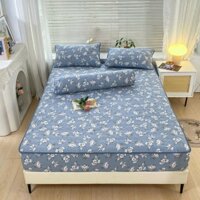 Bộ Ga Chun Trần Bông 3 Món Chất Liệu Đũi Cao Cấp - 1 Ga Trải Giường + 2 Vỏ Gối (Size 1m6, 1m8, 2m2) - Dày Dặn, Ấm Áp