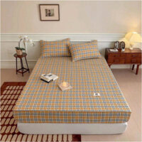 Bộ ga chun trần vỏ gối cotton sợi tre giúp ga phẳng phiu dày dặn thoáng mát hàng có sẵn