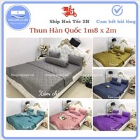 Bộ ga giường 1m8 x 2m Thun lạnh Hàn Quốc trơn 1 màu 4 món mát lạnh cao cấp