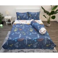 Bộ ga giường ( 4 MÓN ) COTTON 100% CAO CẤP IN HỌA TIẾT DÀNH CHO TRẺ EM