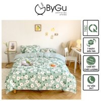 Bộ ga giường 5 món chăn phao có ruột cao cấp cotton lụa BYGU BGN03 P2116 - Freeship toàn quốc - Bảo hành 1 đổi 1