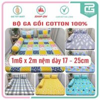 Bộ Ga giường, Drap lẻ Cotton 100% chuẩn in logo cao cấp, thoáng khí ( Kích thước 1m6 x 2m nệm dày 17 - 25cm)