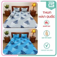 Bộ ga giường, Ga trải giường Thun Lạnh Hàn Quốc 4 món  (1 ga bọc + 2 vỏ gối nằm + 1 vỏ gối ôm)
