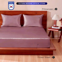 Bộ Ga Giường Phi Lụa Victoria Bedding Màu Hồng Tím Mát Mịn - Thương Hiệu Korea