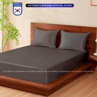 Bộ Ga Giường Phi Lụa Victoria's Bedding Korea Màu Xám Đậm Mềm Mịn, An Toàn Cho Da
