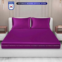 Bộ Ga Giường Phi Lụa Victoria's Bedding Korea Màu Tím Huế An Toàn Cho Da, Mềm Mịn